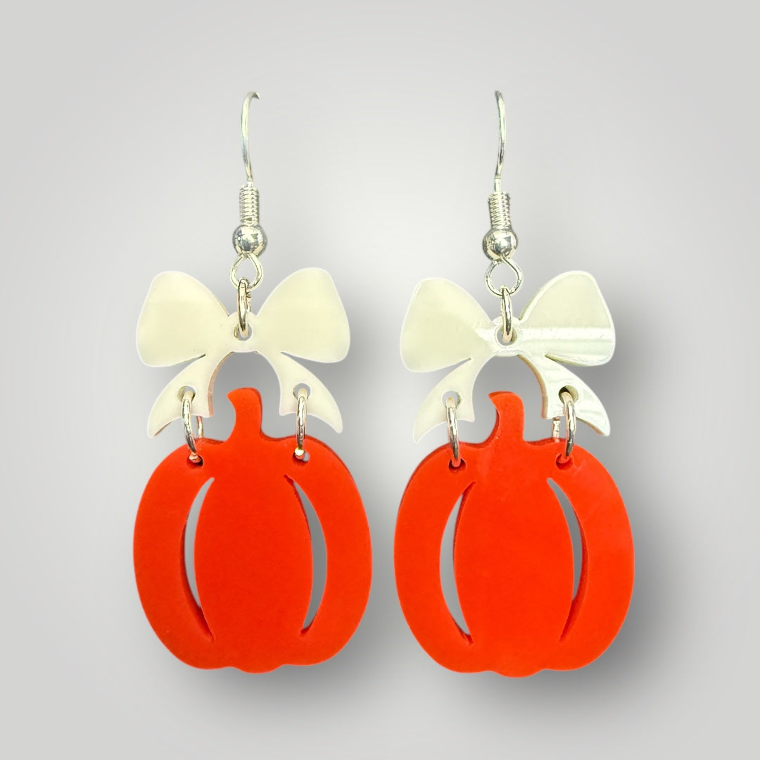 Pumpkin w/ Bow Earrings