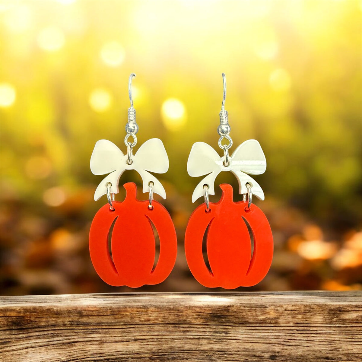 Pumpkin w/ Bow Earrings