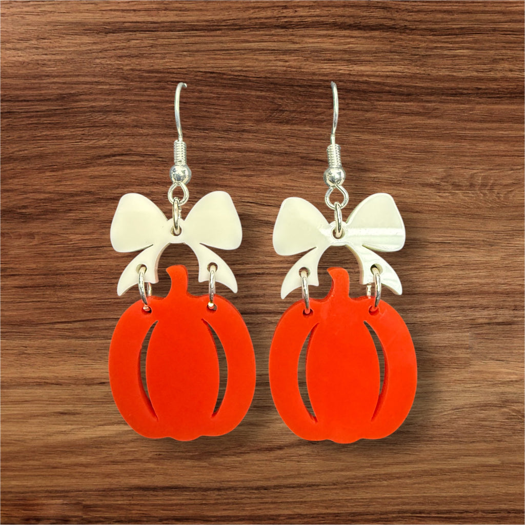 Pumpkin w/ Bow Earrings