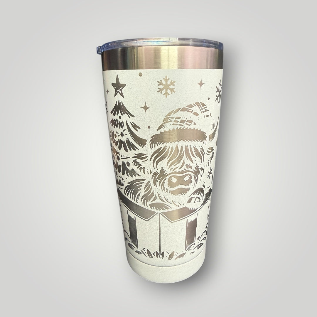 Holiday Highland Cow Tumbler 20oz