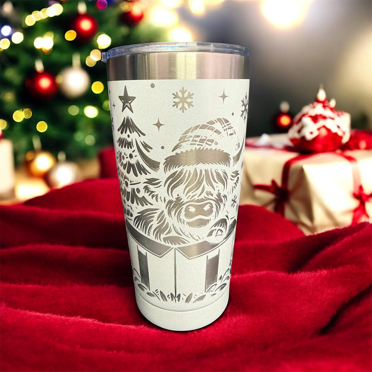 Holiday Highland Cow Tumbler 20oz