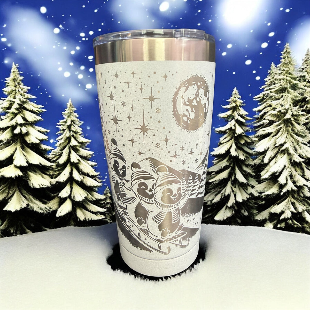 Holiday Sledding Penguin Tumbler 20oz