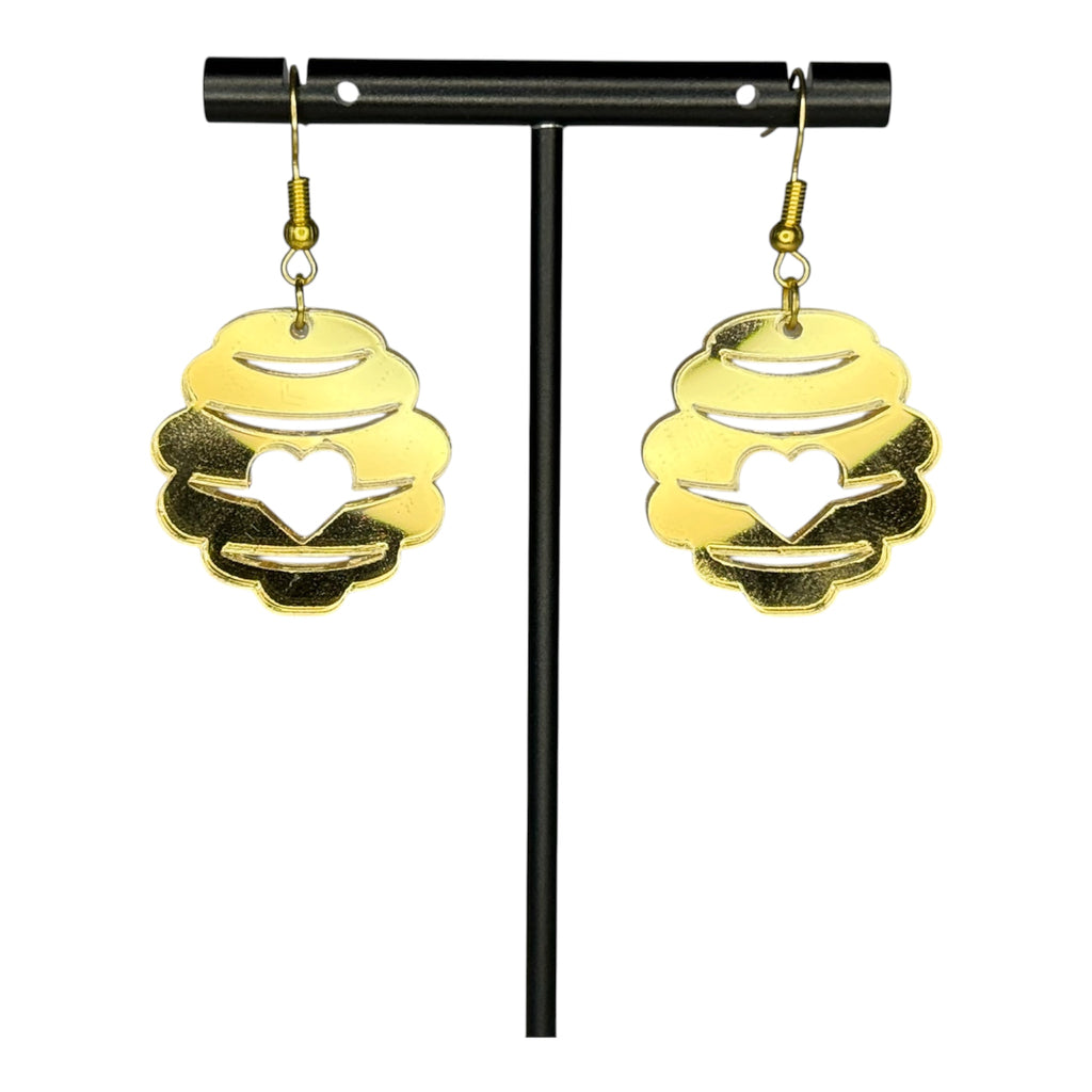 Beehive Gold Mirrored Earrings