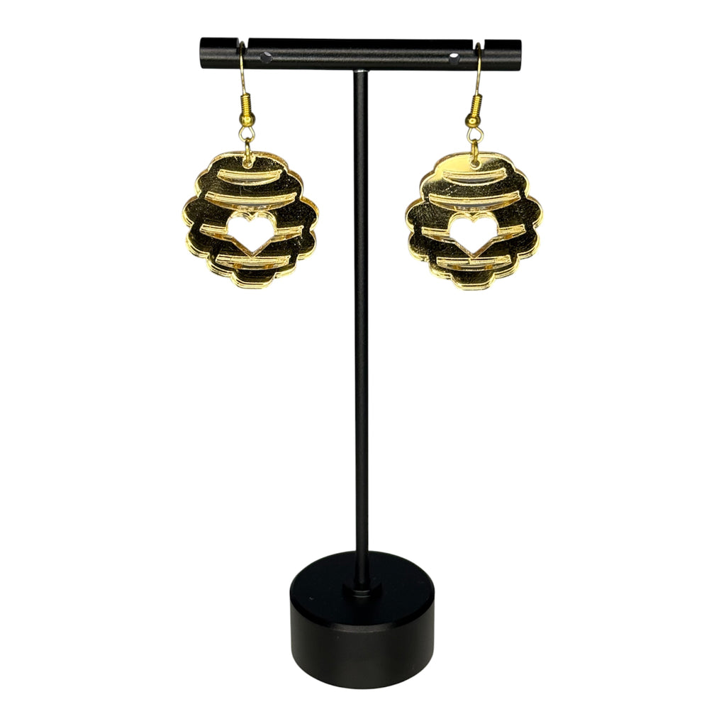Beehive Gold Mirrored Earrings
