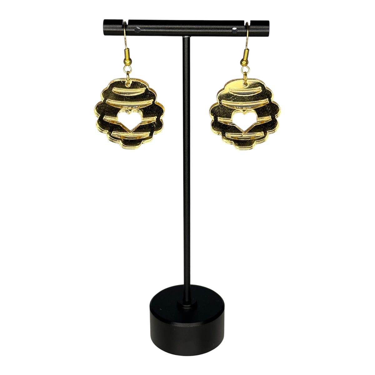 Beehive Gold Mirrored Earrings